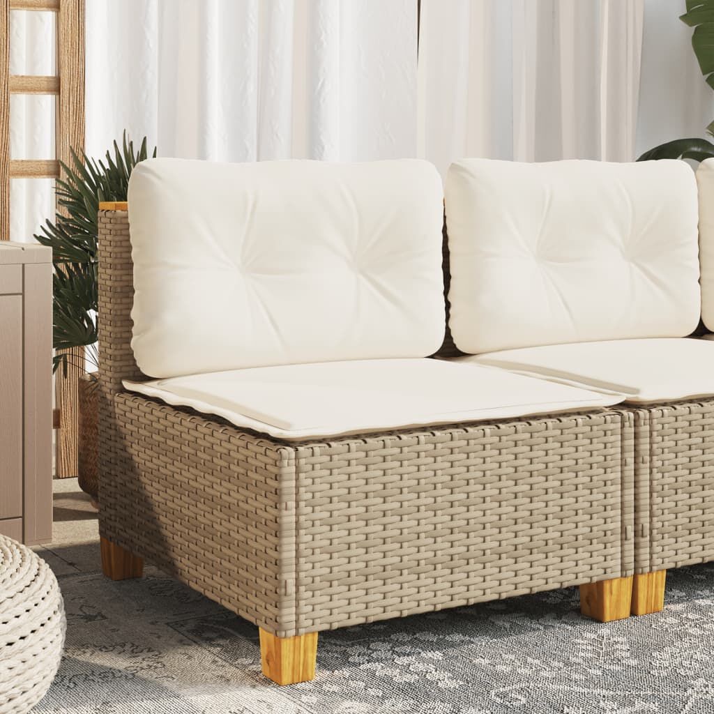 Tuinbank Poly Rattan Beige met Kussens -41% Korting!