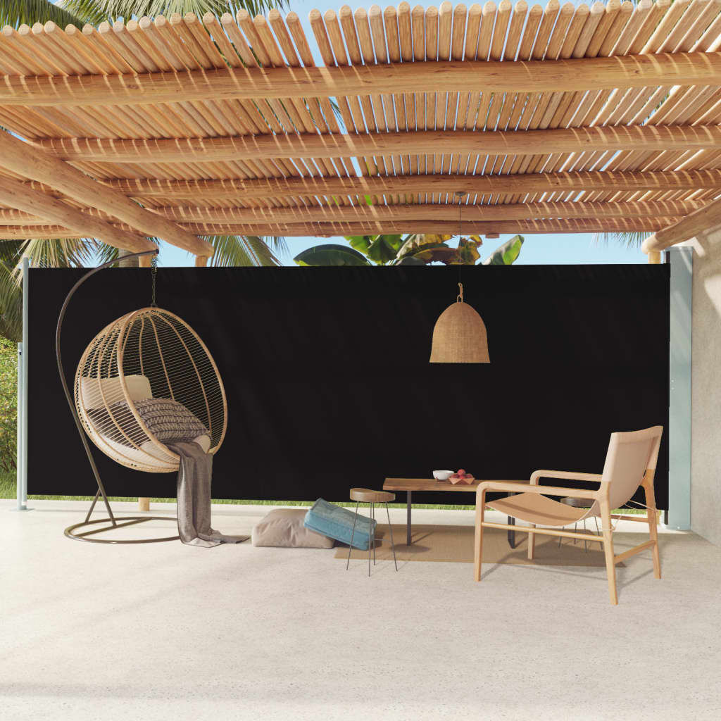 vidaXL Uittrekbaar Tuinscherm 200x600cm Zwart - 35% Korting!