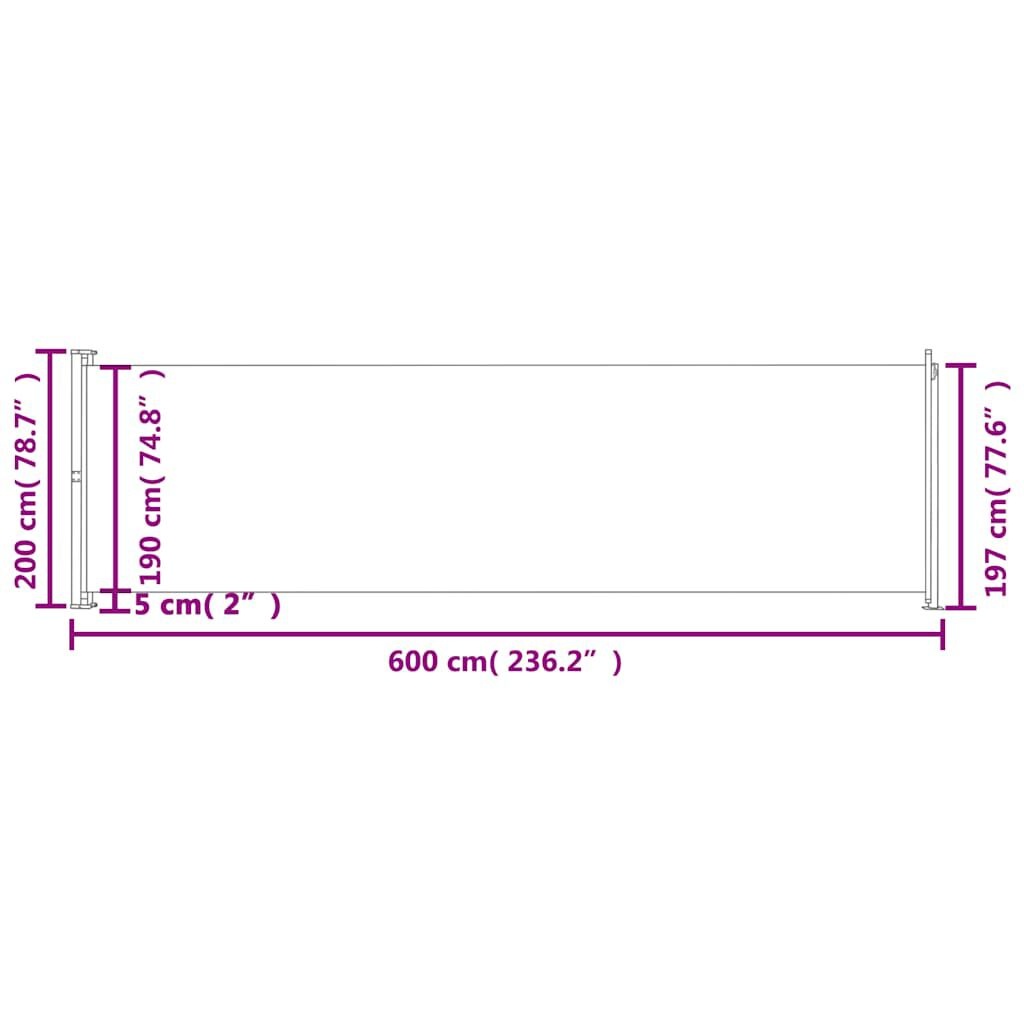 vidaXL Uittrekbaar Tuinscherm 200x600cm Zwart - 35% Korting!