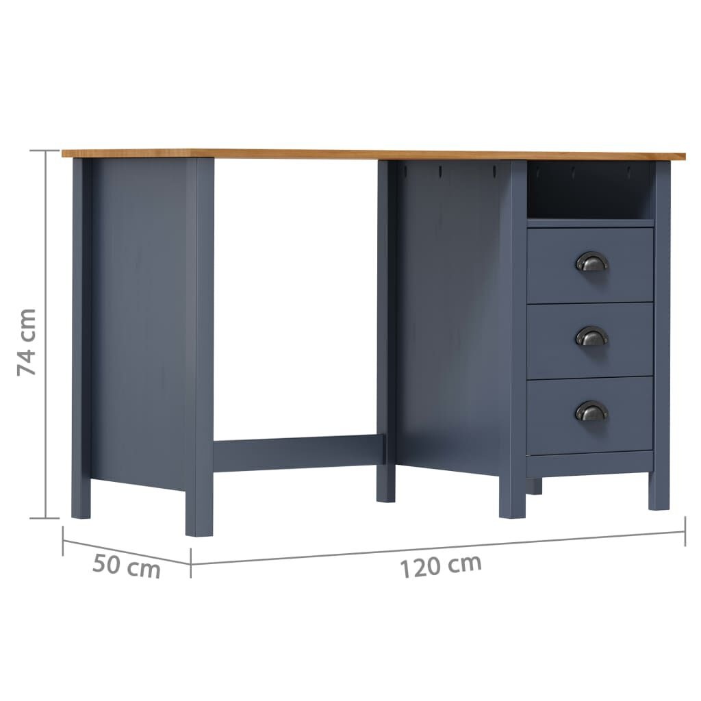 VidaXL Bureau Hill Grijs Grenenhout -51%! 120x50x74cm