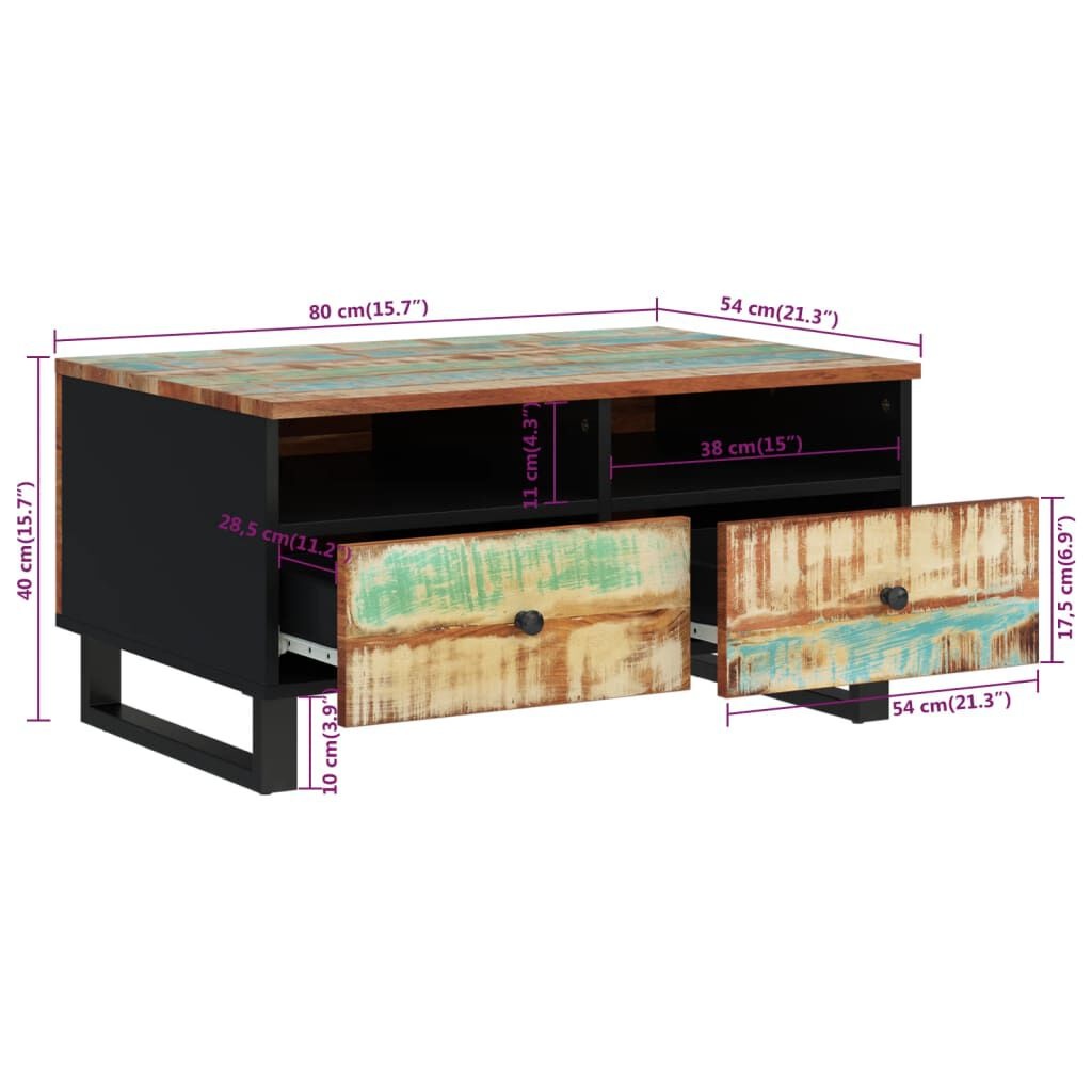 Salontafel Gerecycled Hout 80x54cm - 42% Korting!
