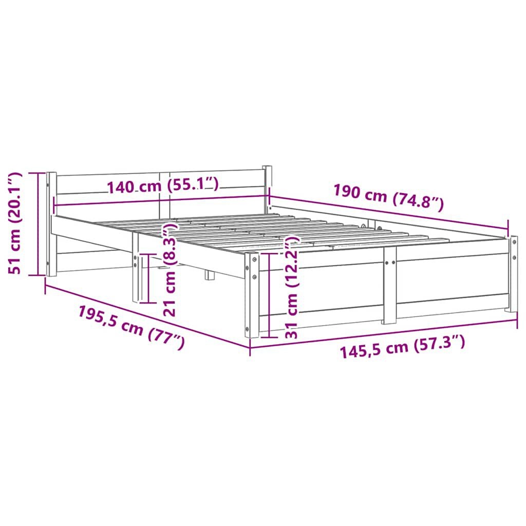 vidaXL Bedframe 140x190 Zwart Hout - 55% Korting! (Lichte Krasjes)