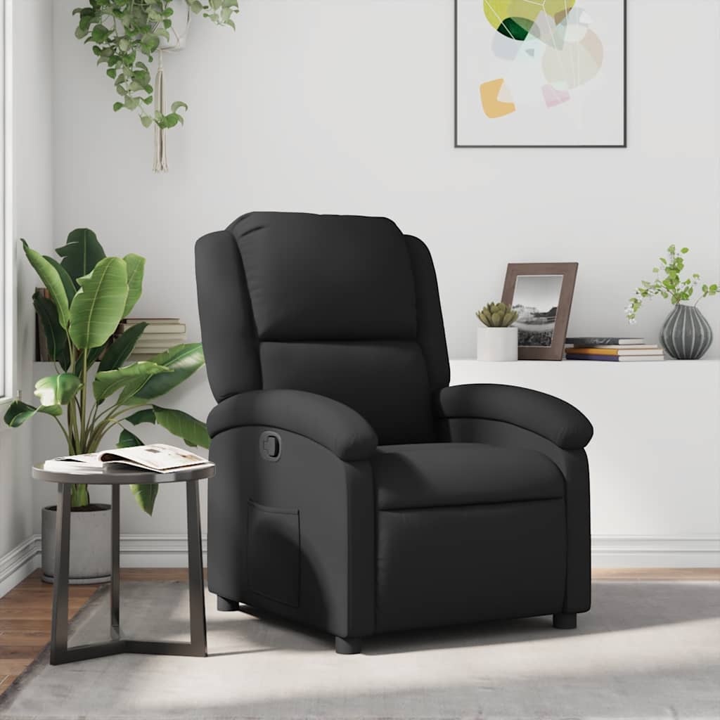 vidaXL Leren Fauteuil Zwart - 35% Korting! Zo Goed Als Nieuw