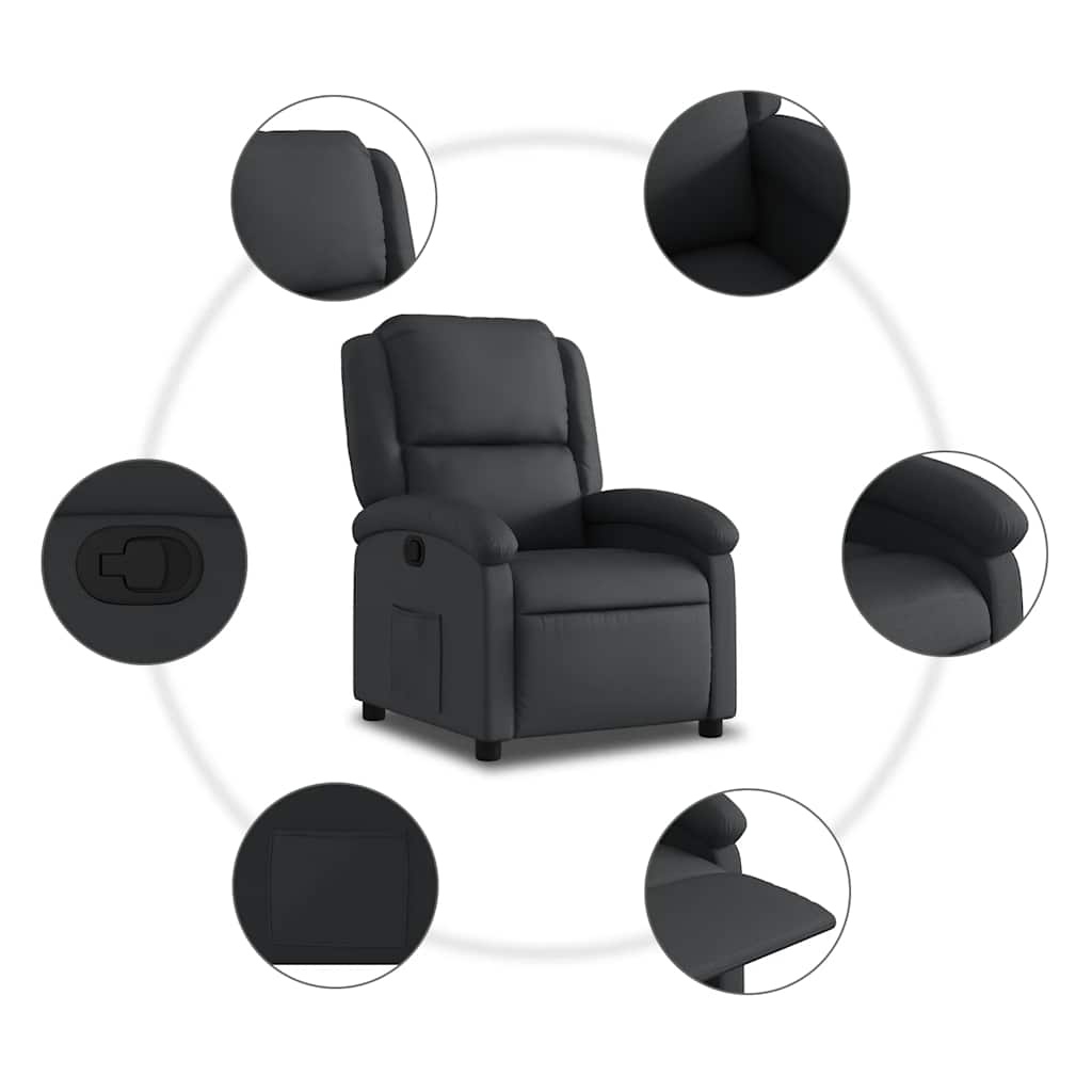 vidaXL Leren Fauteuil Zwart - 35% Korting! Zo Goed Als Nieuw