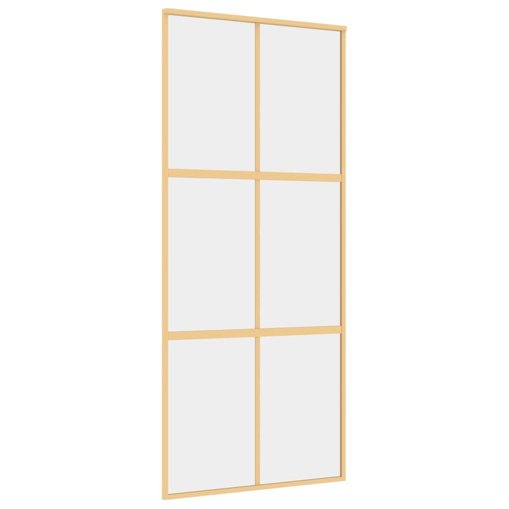 vidaXL Schuifdeur 90x205 cm helder ESG-glas en aluminium goudkleurig