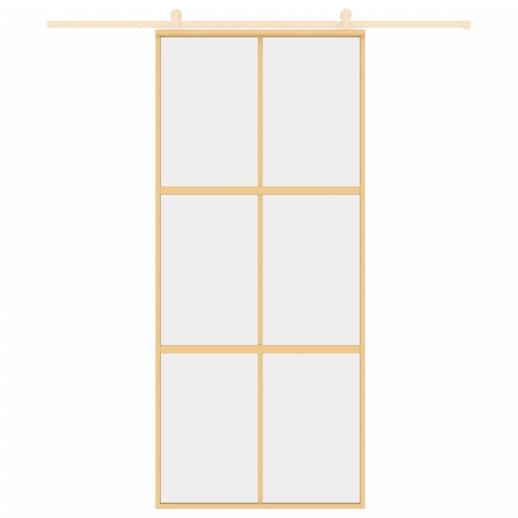vidaXL Schuifdeur 90x205 cm helder ESG-glas en aluminium goudkleurig