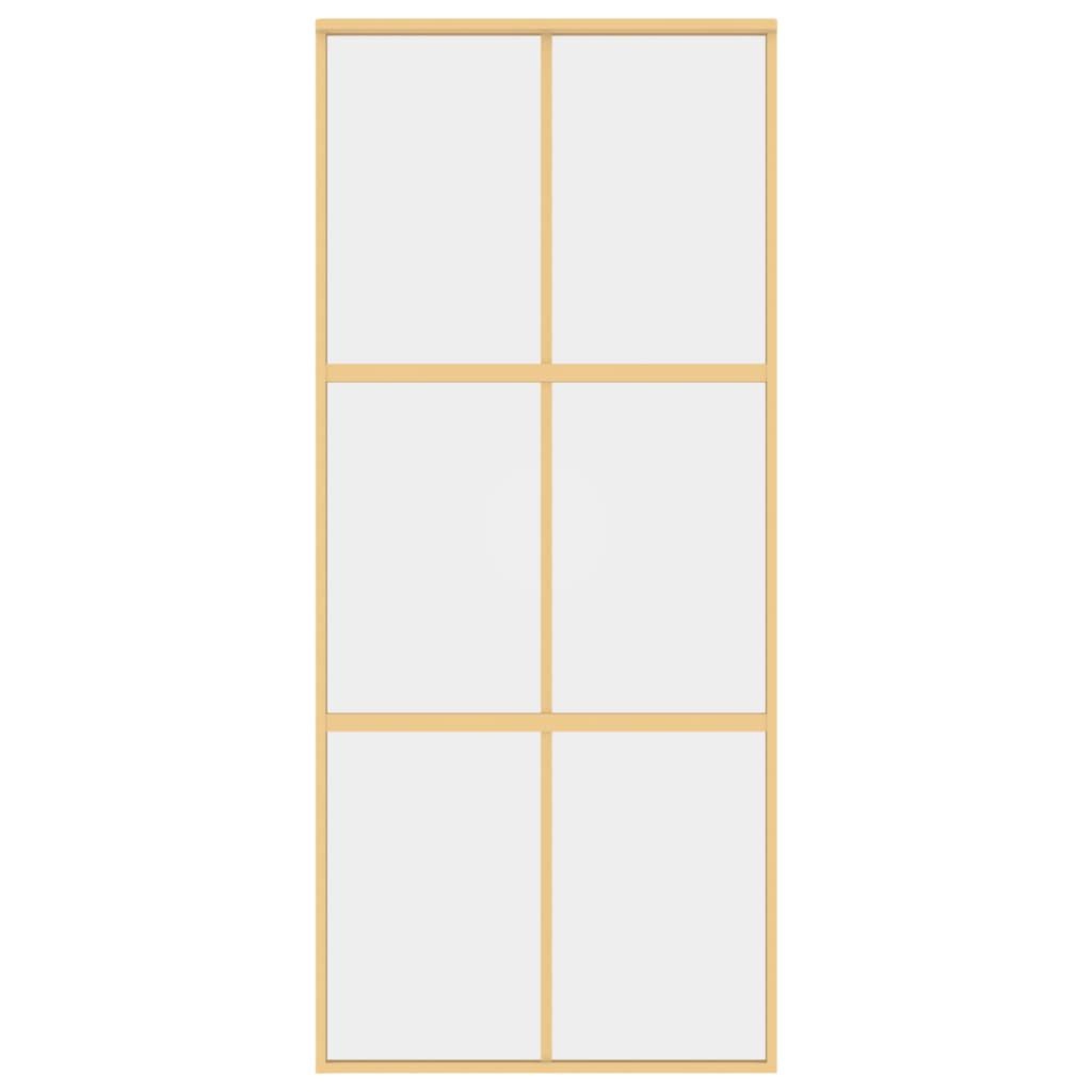 vidaXL Schuifdeur 90x205 cm helder ESG-glas en aluminium goudkleurig