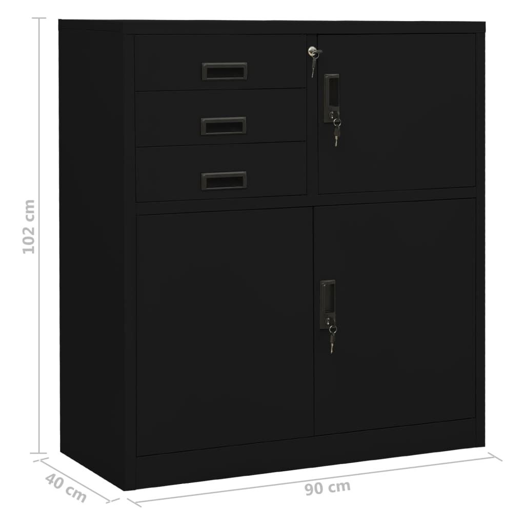 vidaXL Kantoorkast Zwart - 90x40x102cm - 53% Korting!