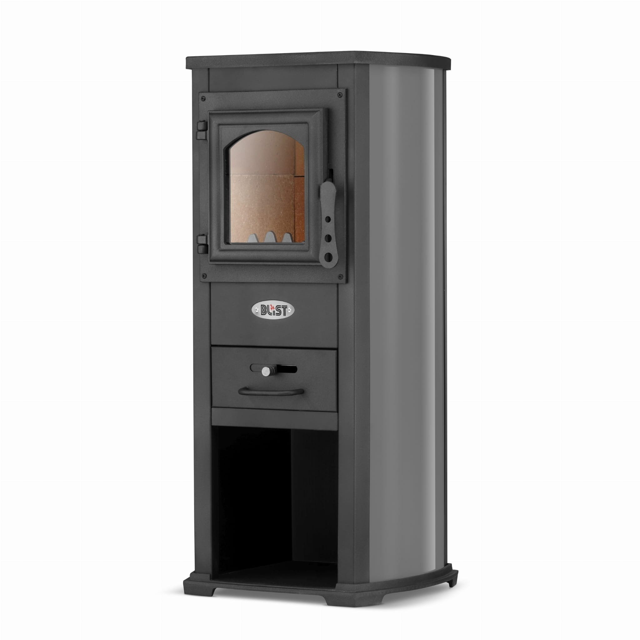 Houtkachel Antraciet 6,6-8,5kW - 55% Korting! (Krassen/Tegel gebroken)