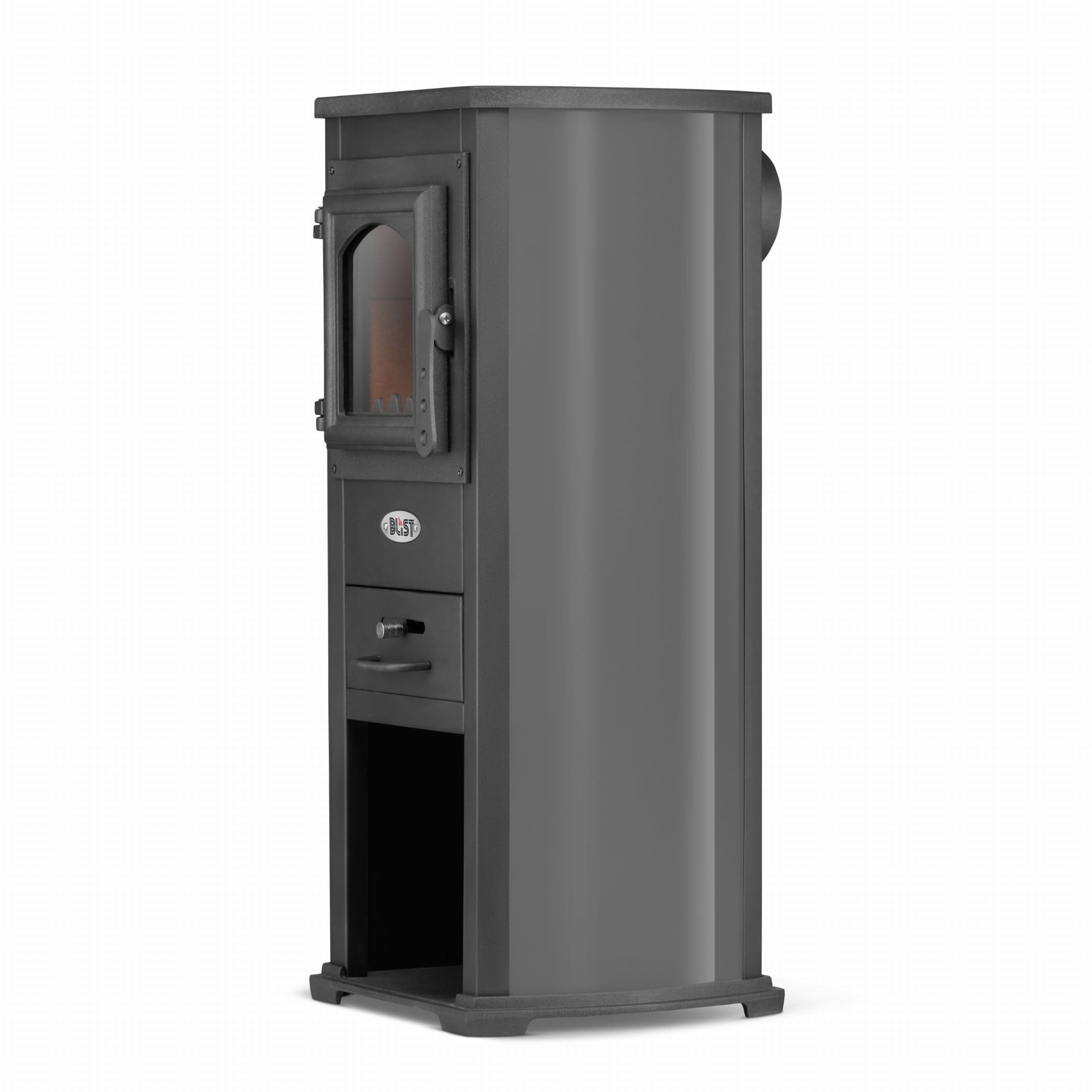 Houtkachel Antraciet 6,6-8,5kW - 55% Korting! (Krassen/Tegel gebroken)