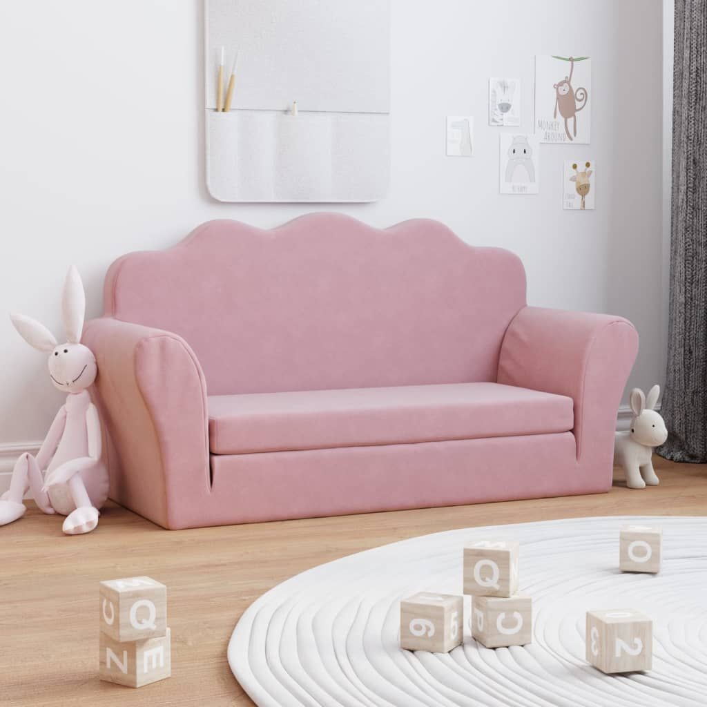 vidaXL Kinderslaapbank Roze Pluche - 35% Korting!