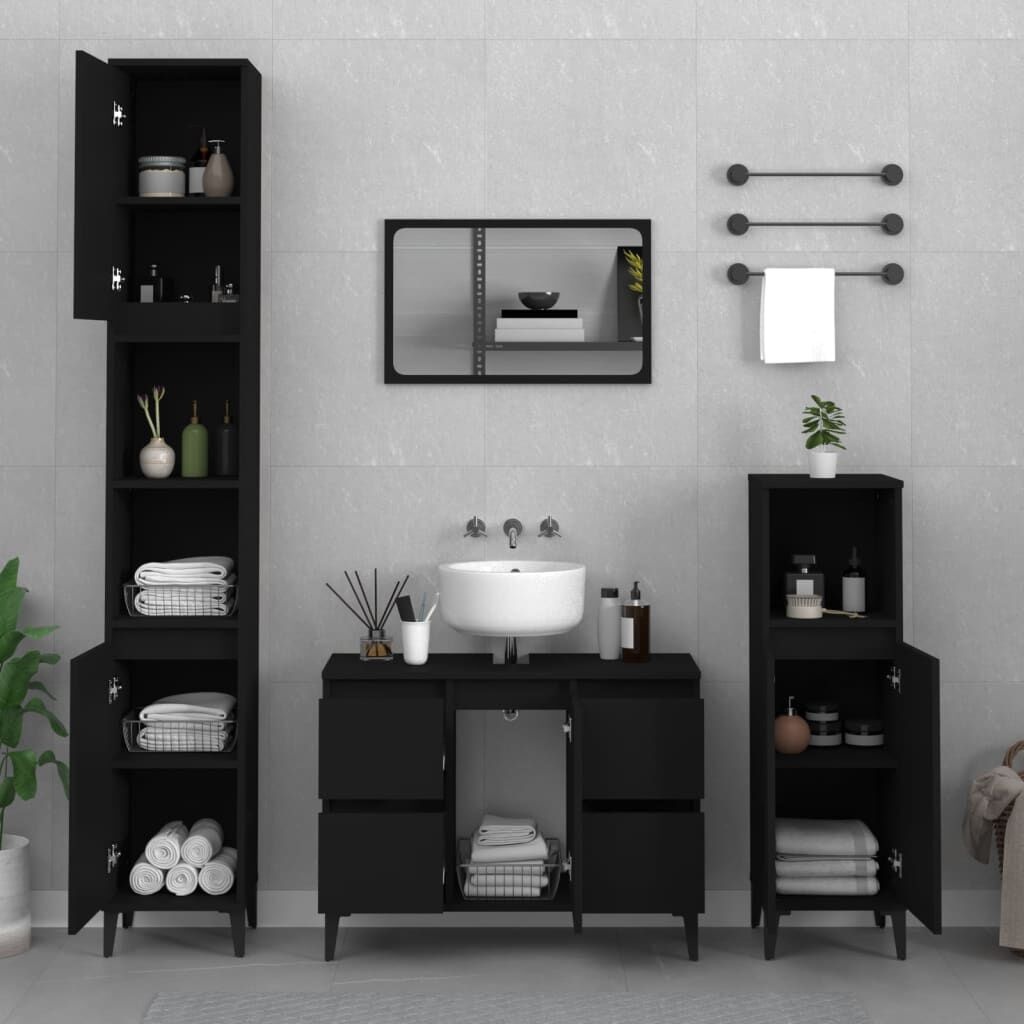 vidaXL Wastafelkast Zwart 80cm - 35% Korting! Nieuw!