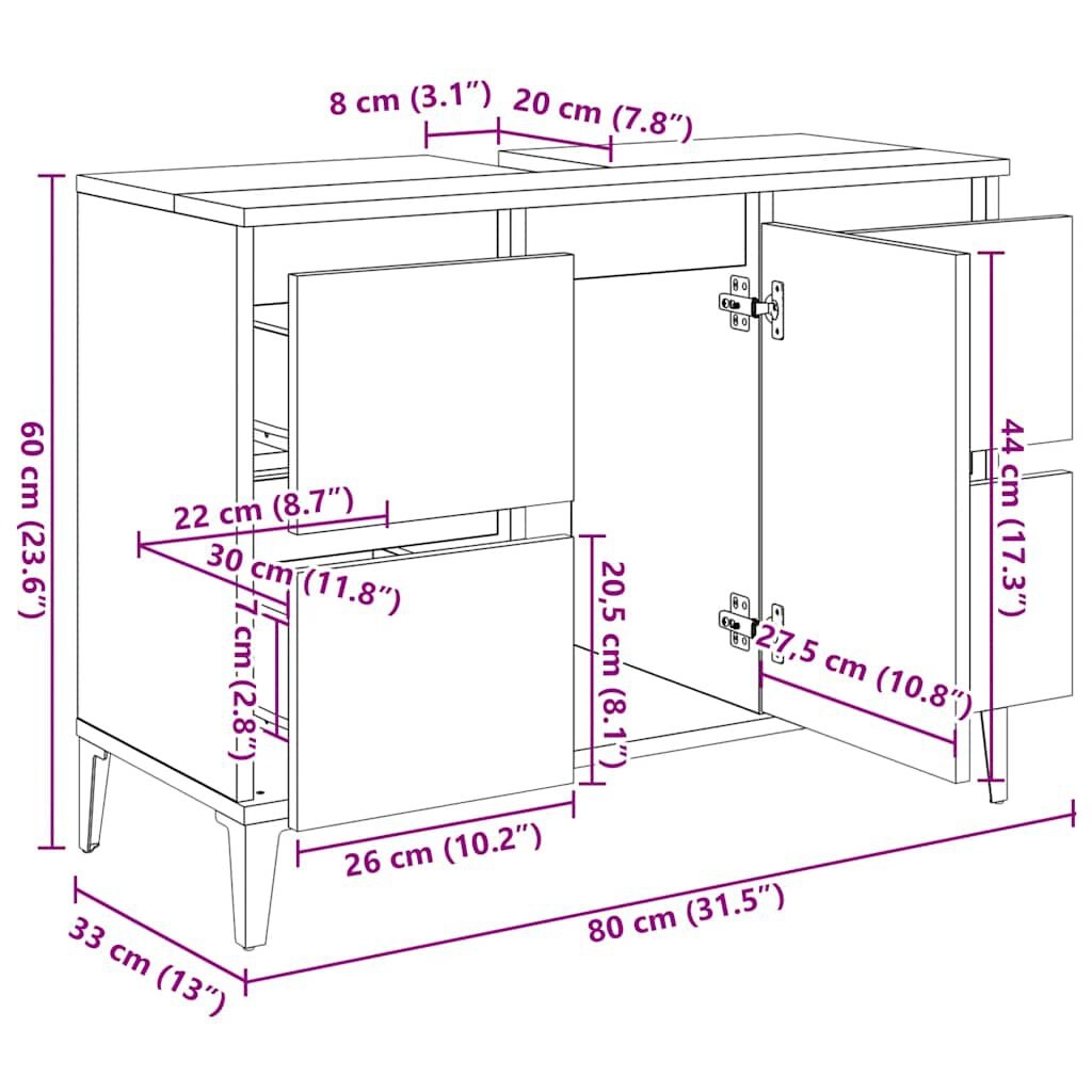 vidaXL Wastafelkast Zwart 80cm - 35% Korting! Nieuw!