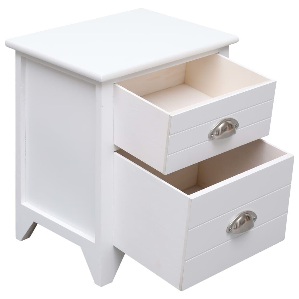 Nachtkastje Paulowniahout Wit - 38x28x45cm - 41% Korting!