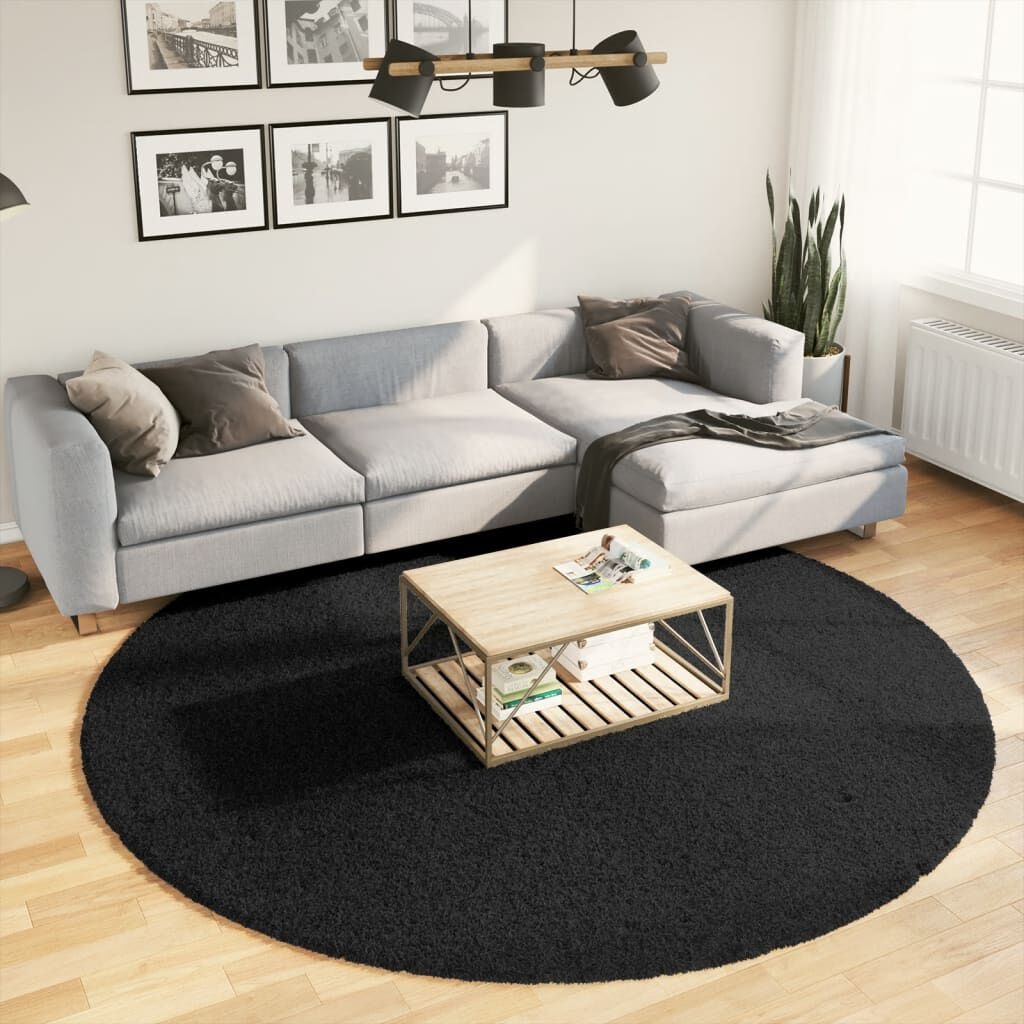 vidaXL Shaggy Vloerkleed Zwart Ø240cm - 35% Korting!