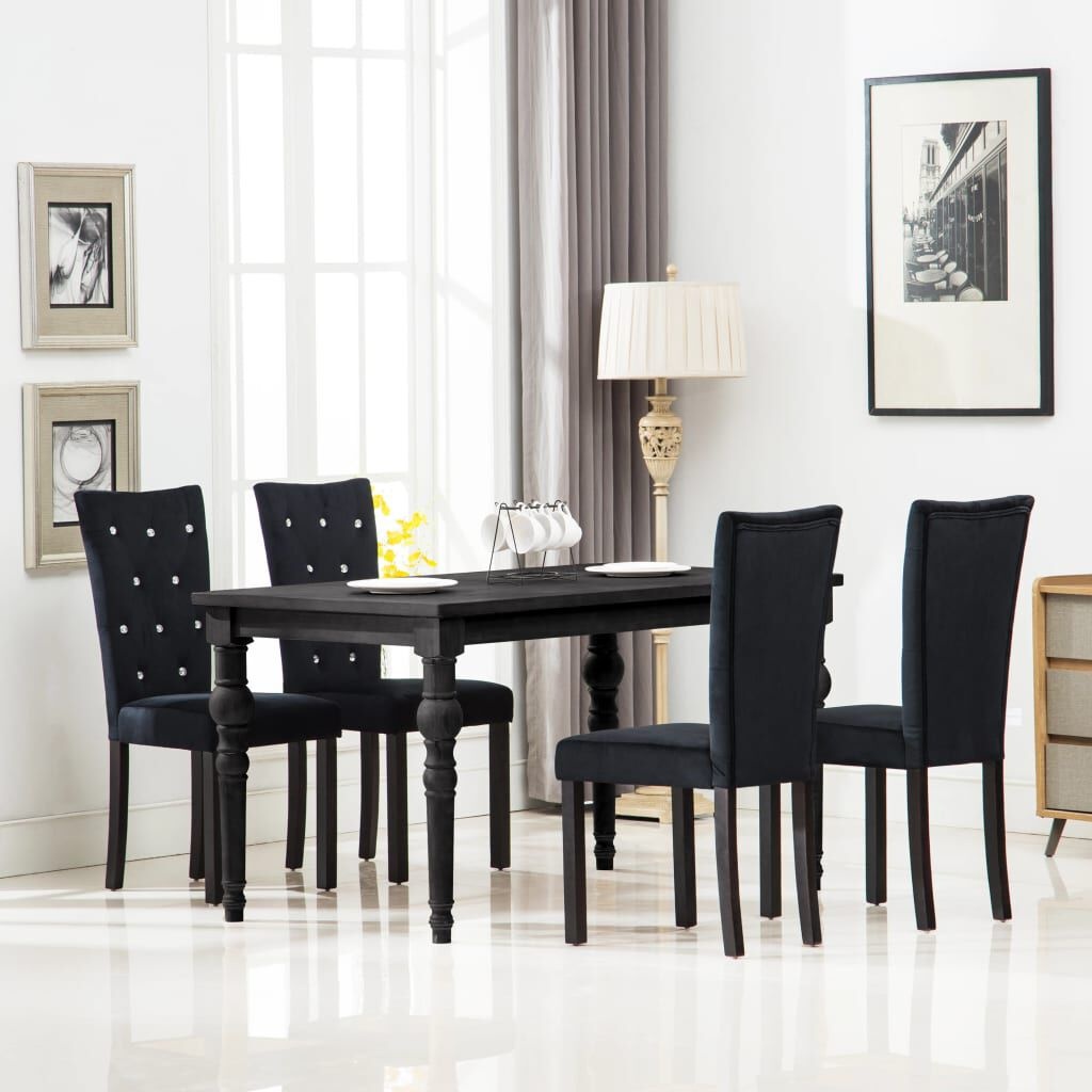 vidaXL Eetkamerstoelen (4) Fluweel Zwart -35%!