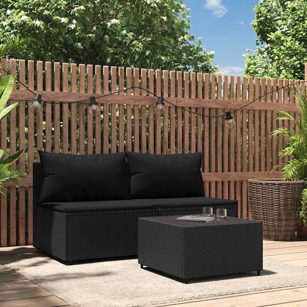 vidaXL Loungeset 3-delig Zwart -35% Korting! Zo Goed Als Nieuw