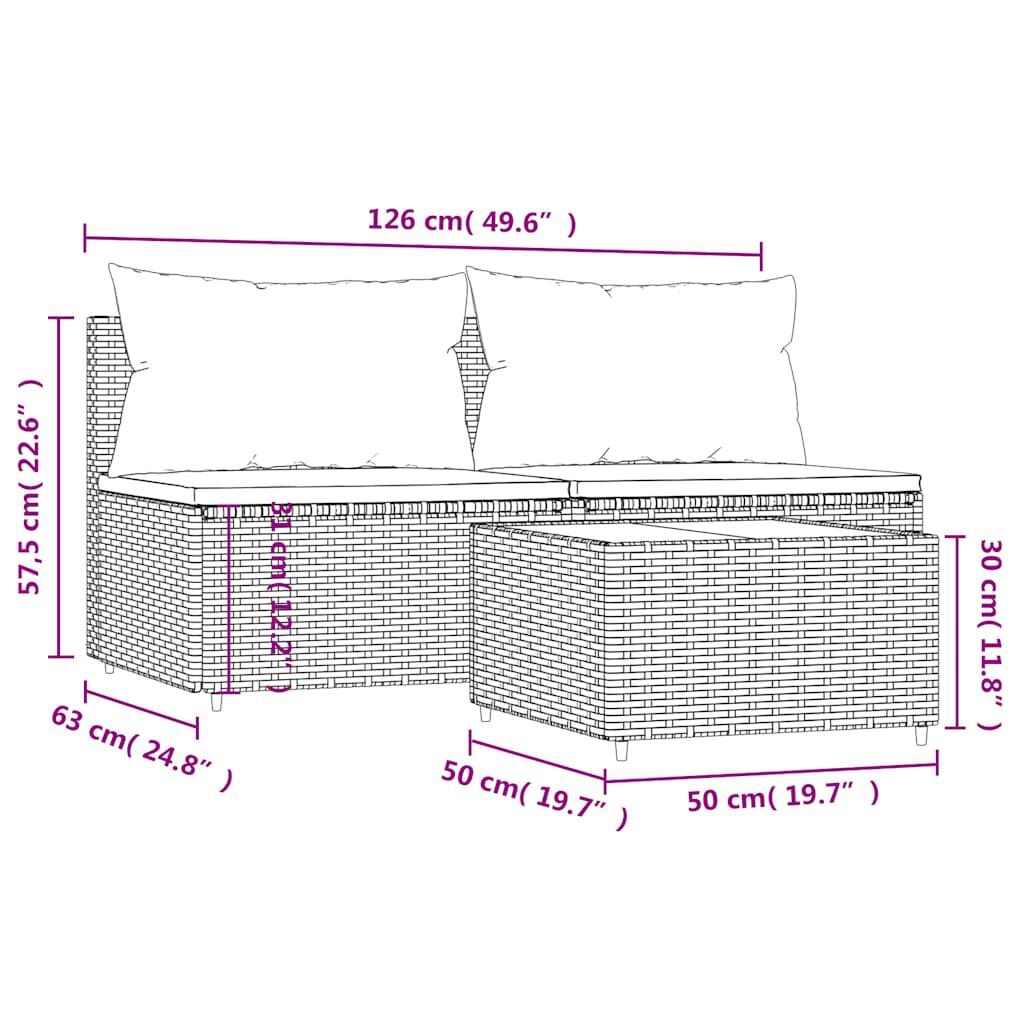 vidaXL Loungeset 3-delig Zwart -35% Korting! Zo Goed Als Nieuw