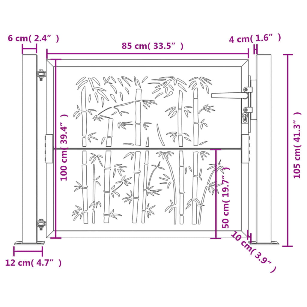 vidaXL Poort Bamboe Design 105x105cm Antraciet -42% Korting!