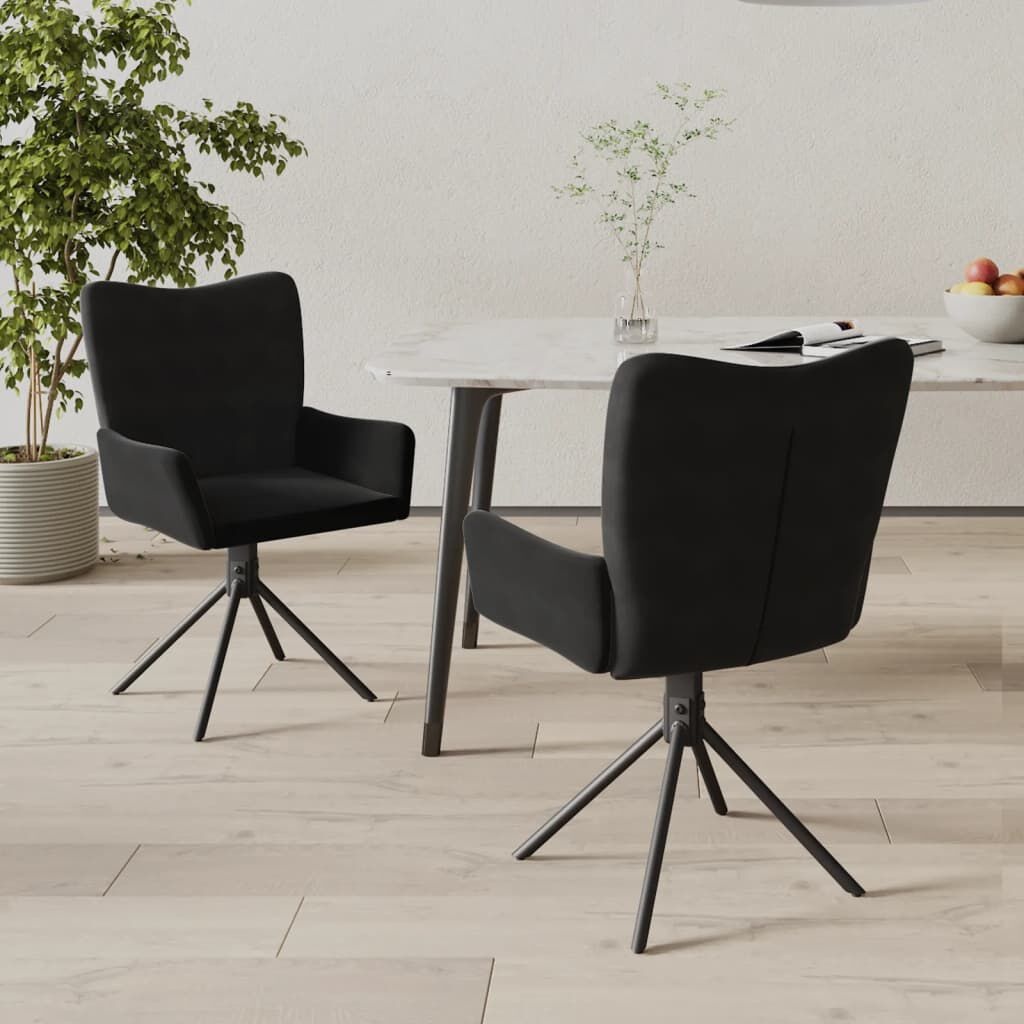 Draaibare Eetkamerstoelen (2x) Zwart Fluweel - 47% Korting!
