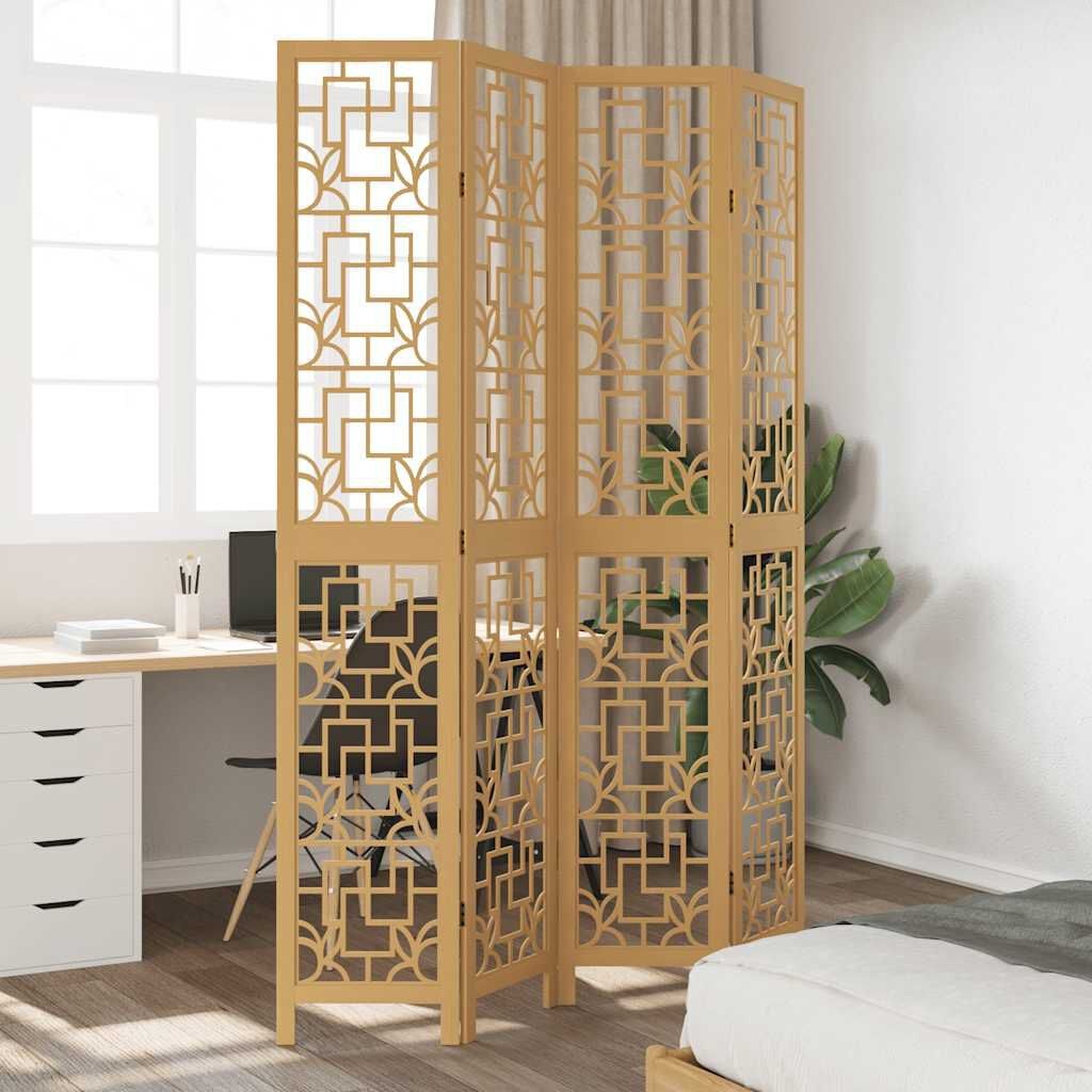 Kamerscherm Bruin Paulownia Hout, 4 Panelen - 41% Korting!