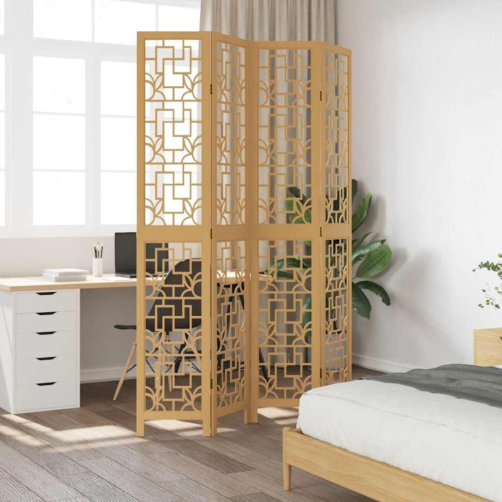 Kamerscherm Bruin Paulownia Hout, 4 Panelen - 41% Korting!