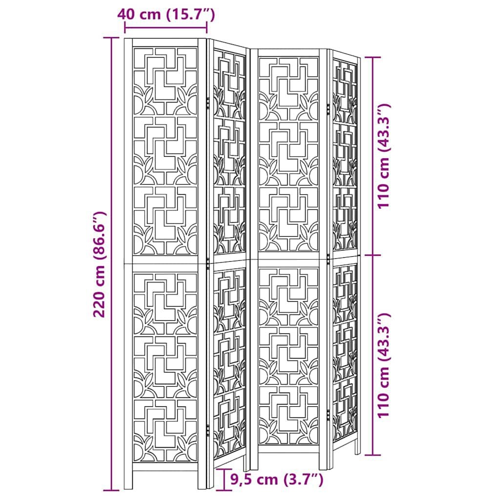 Kamerscherm Bruin Paulownia Hout, 4 Panelen - 41% Korting!