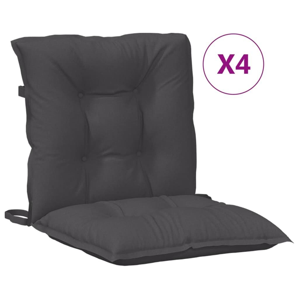 Stoelkussens 4 st Antraciet - Lage Rug, 100x50cm - 35% Korting!
