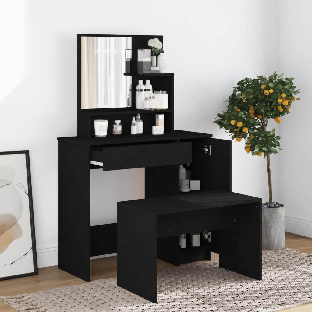 Kaptafel met Spiegel Zwart 86,5cm - 50% Korting!