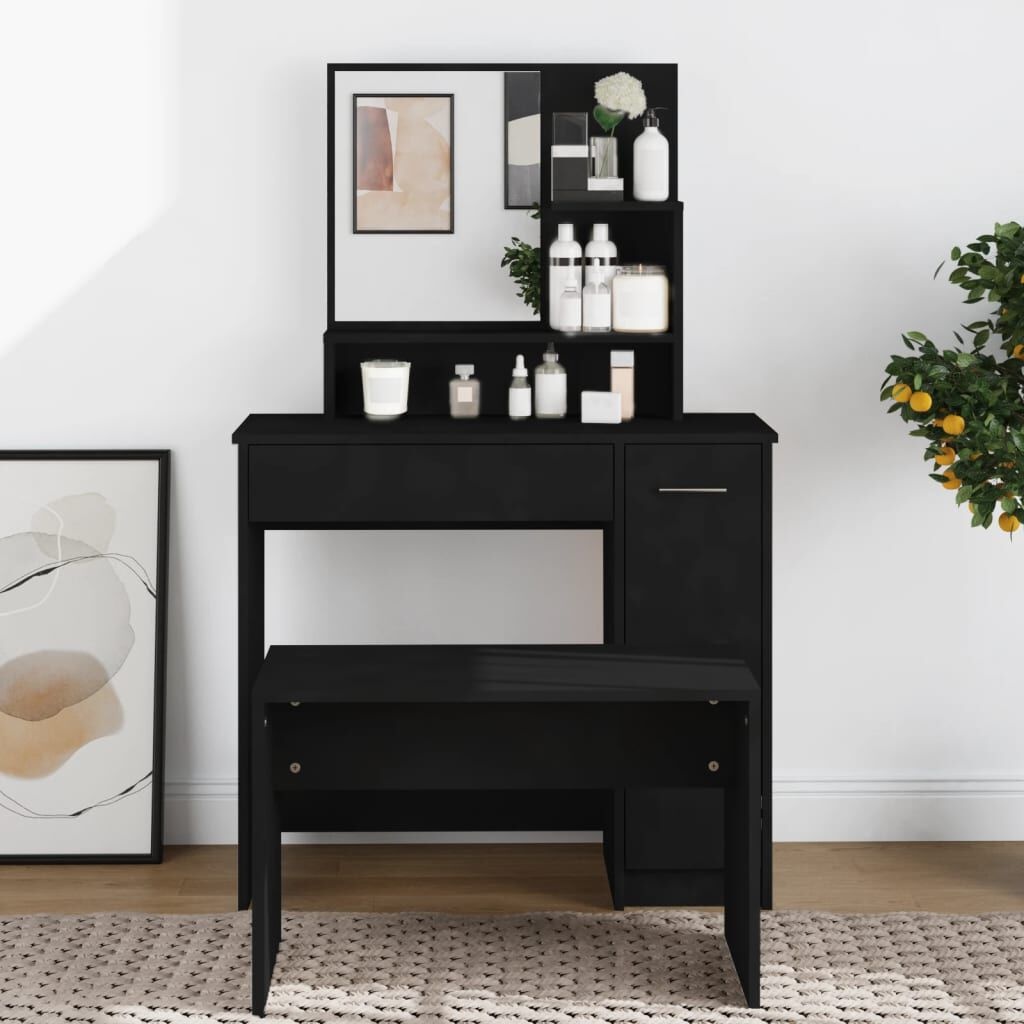 Kaptafel met Spiegel Zwart 86,5cm - 50% Korting!