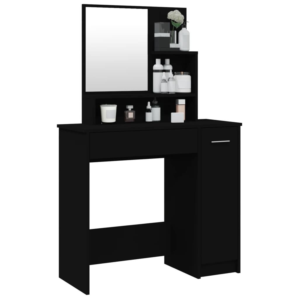 Kaptafel met Spiegel Zwart 86,5cm - 50% Korting!