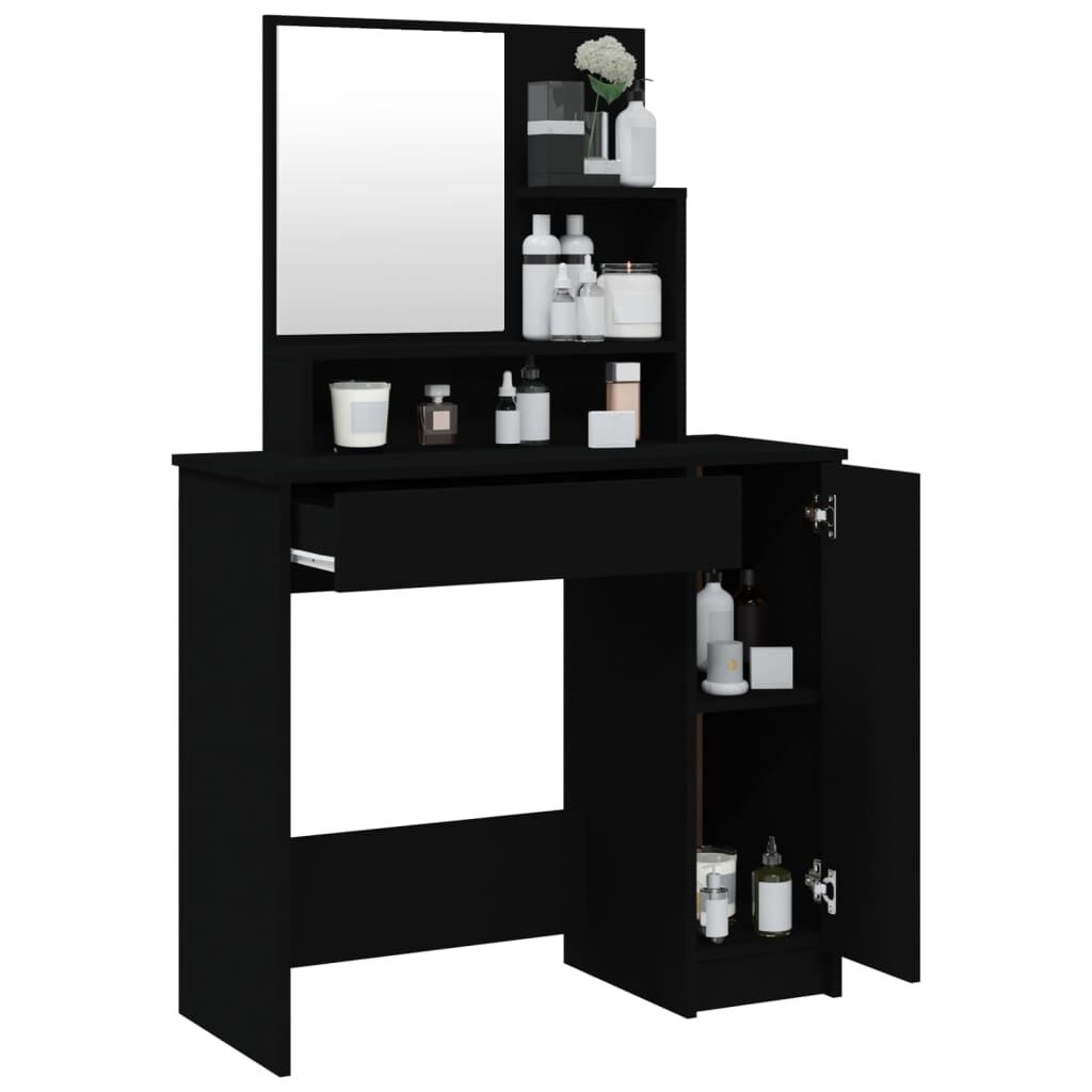 Kaptafel met Spiegel Zwart 86,5cm - 50% Korting!