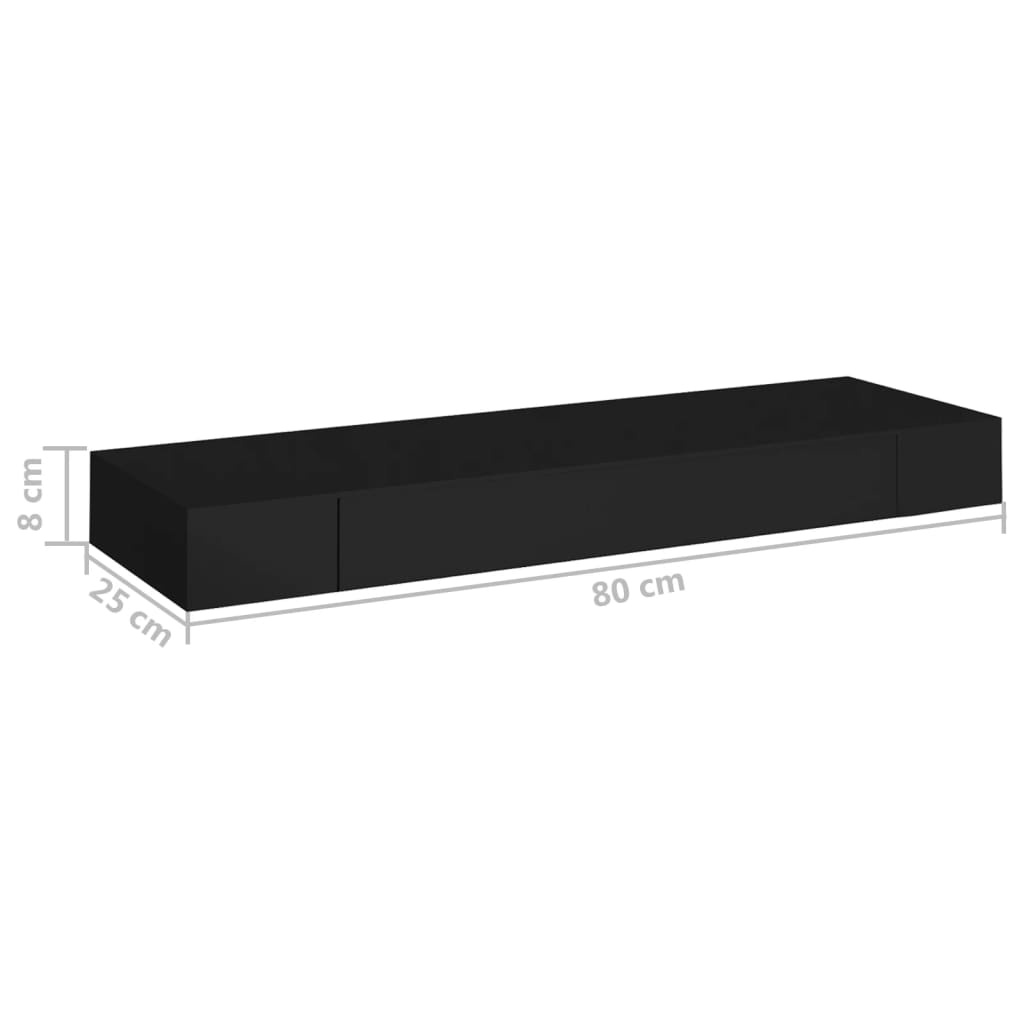 Wandschap met lade zwart 80cm - 35% korting!