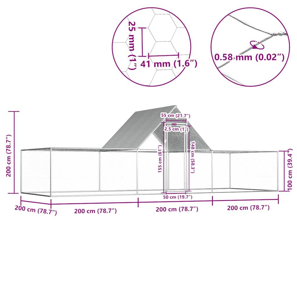 Kippenren 6x2x2m gegalvaniseerd - 35% Korting!