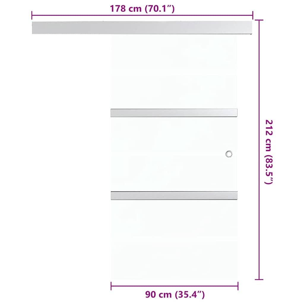 Schuifdeur 90x205cm ESG-Glas Zilver - 35% Korting!