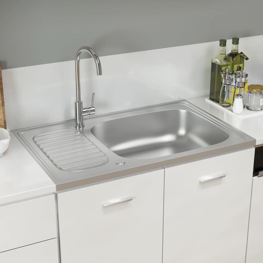vidaXL Gootsteen RVS 80x50 - 60% Korting! (Montage mist)