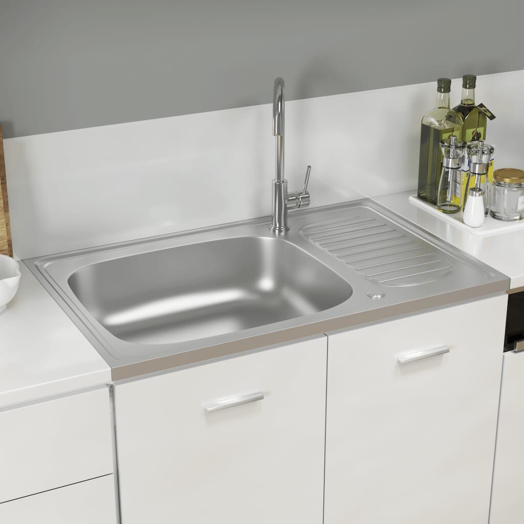 vidaXL Gootsteen RVS 80x50 - 60% Korting! (Montage mist)