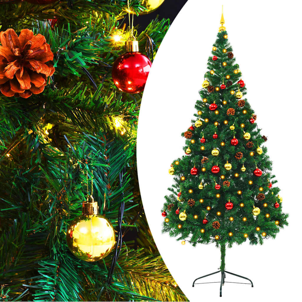 vidaXL Kunstkerstboom 210cm met Verlichting & Ballen -42% Korting!