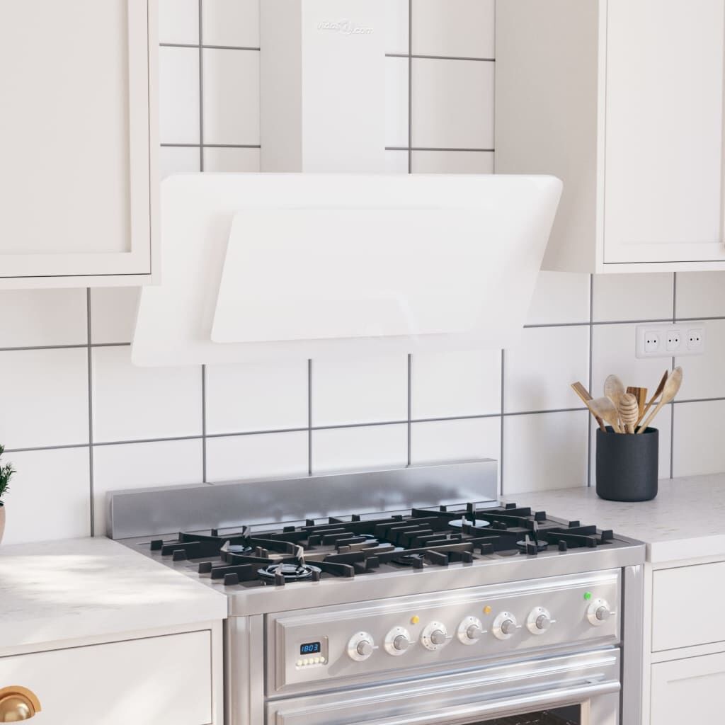 vidaXL Afzuigkap 90cm Wit - 41% Korting! (Roestvrij Staal/Glas)