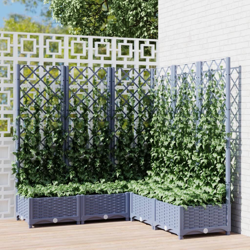 VidaXL Plantenbak met Latwerk - Grijs - 120cm - 41% Korting!