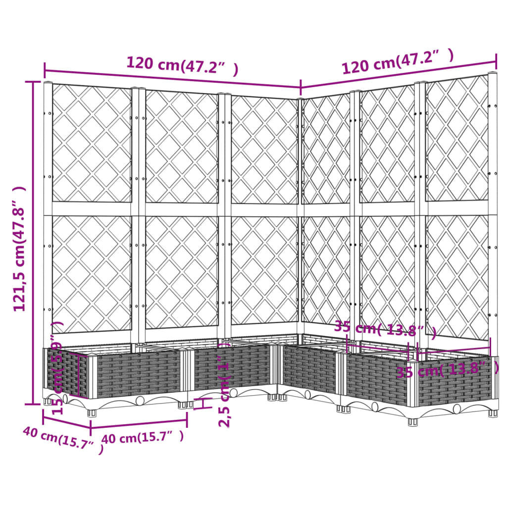 VidaXL Plantenbak met Latwerk - Grijs - 120cm - 41% Korting!