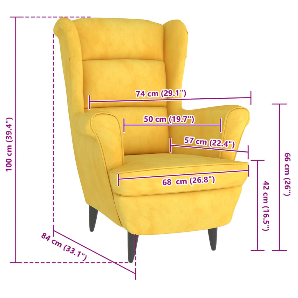 VidaXL Mosterdgele Fluwelen Fauteuil - Retourdeal! 35% Korting