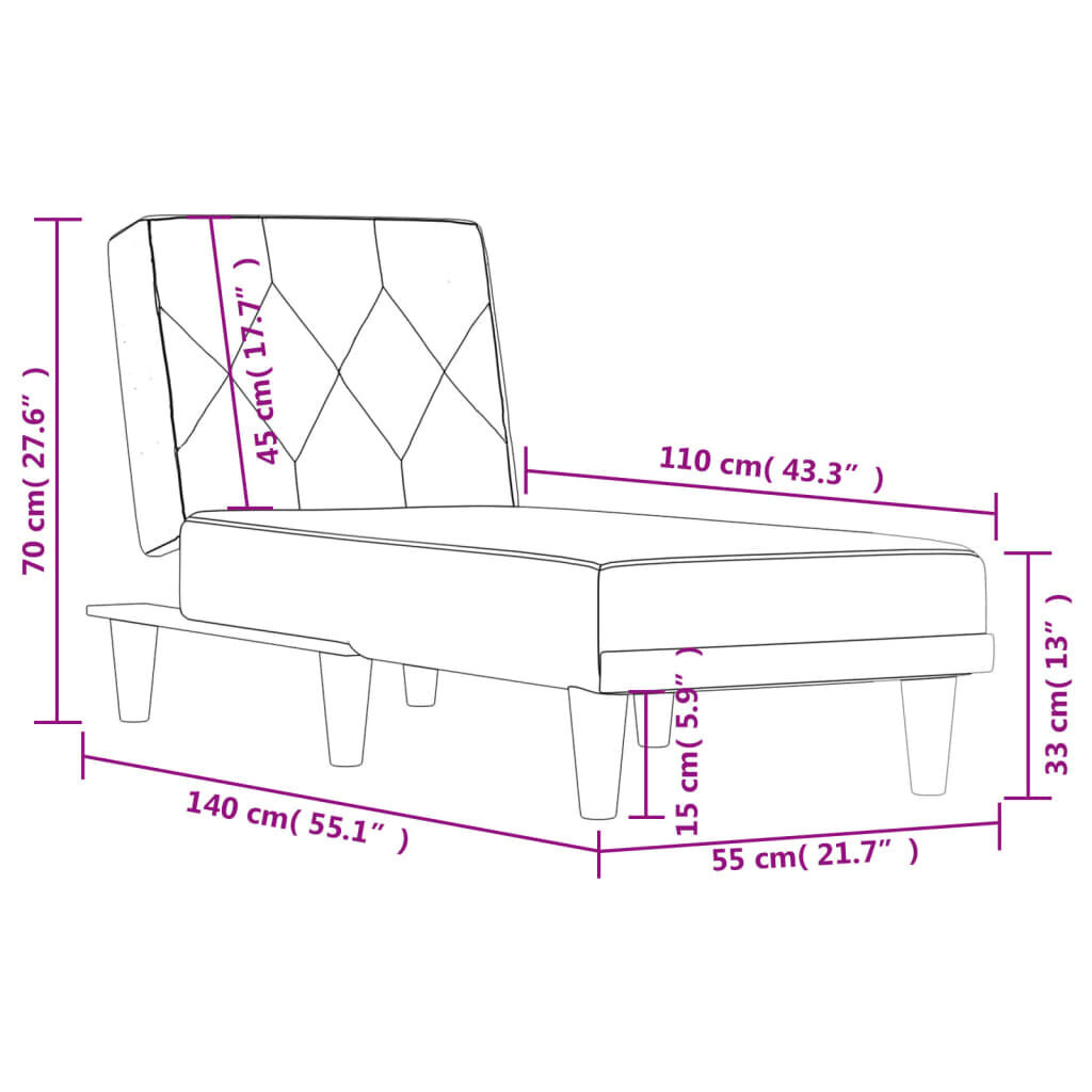 VidaXL Chaise Longue Lichtgrijs Fluweel -35% Korting!