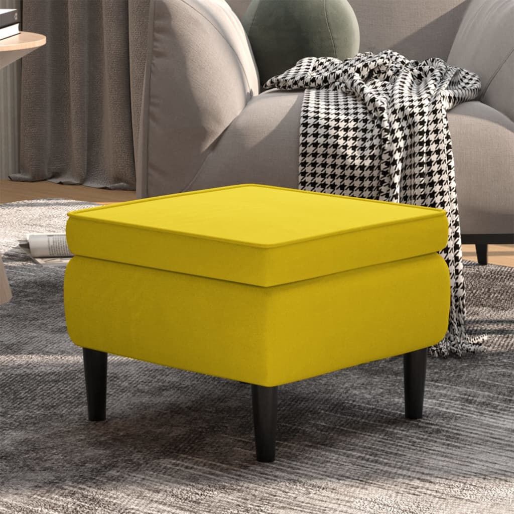 VidaXL Gele Fluweel Kruk - Houten Poten - 35% Korting!