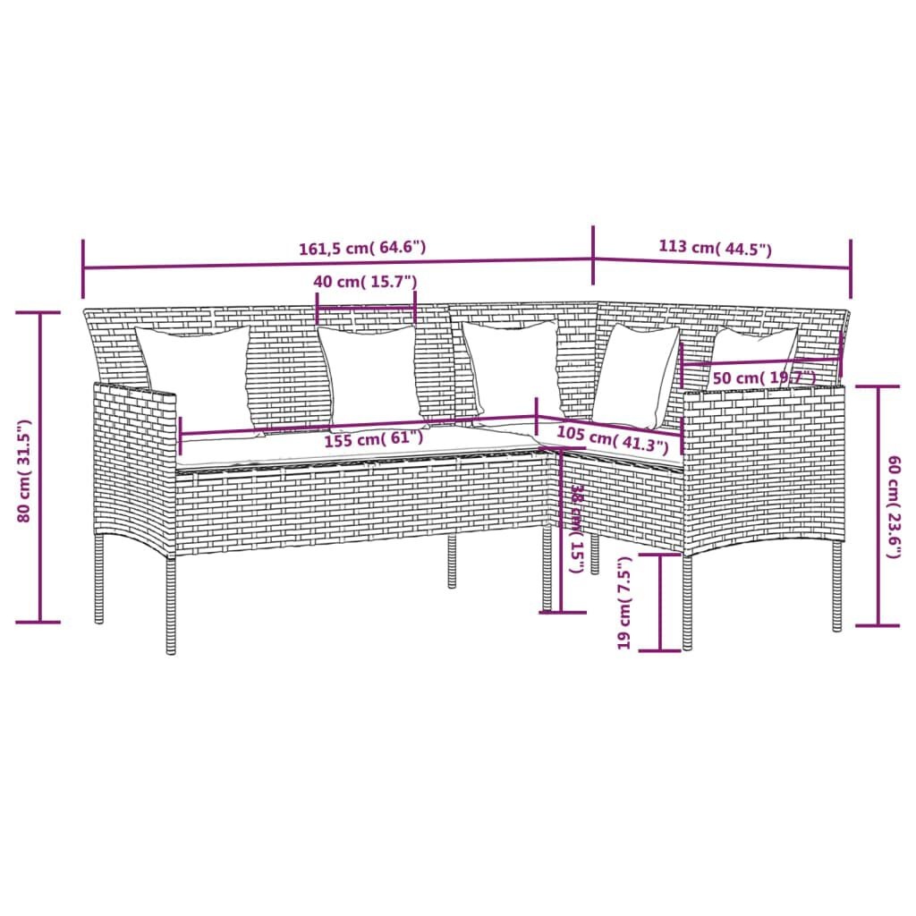vidaXL L-Vormige Loungebank Grijs - 35% Korting!