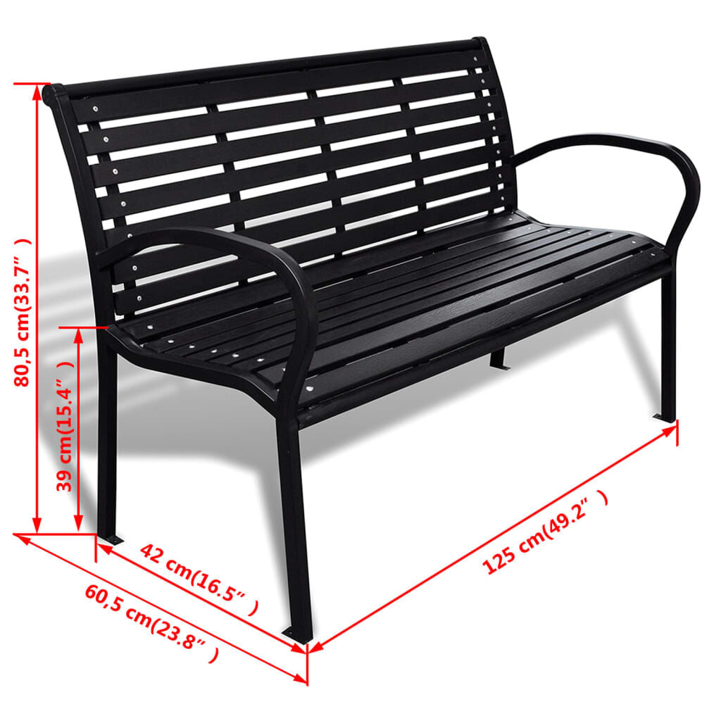 vidaXL Tuinbank Zwart 125cm - HKC & Staal - 35% Korting!