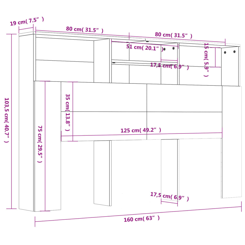 vidaXL Hoofdbordkast Wit 160cm - 35% Korting!