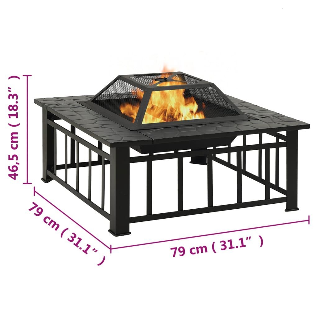 Vuurplaats XXL 79cm + Pook - Staal - 35% Korting!