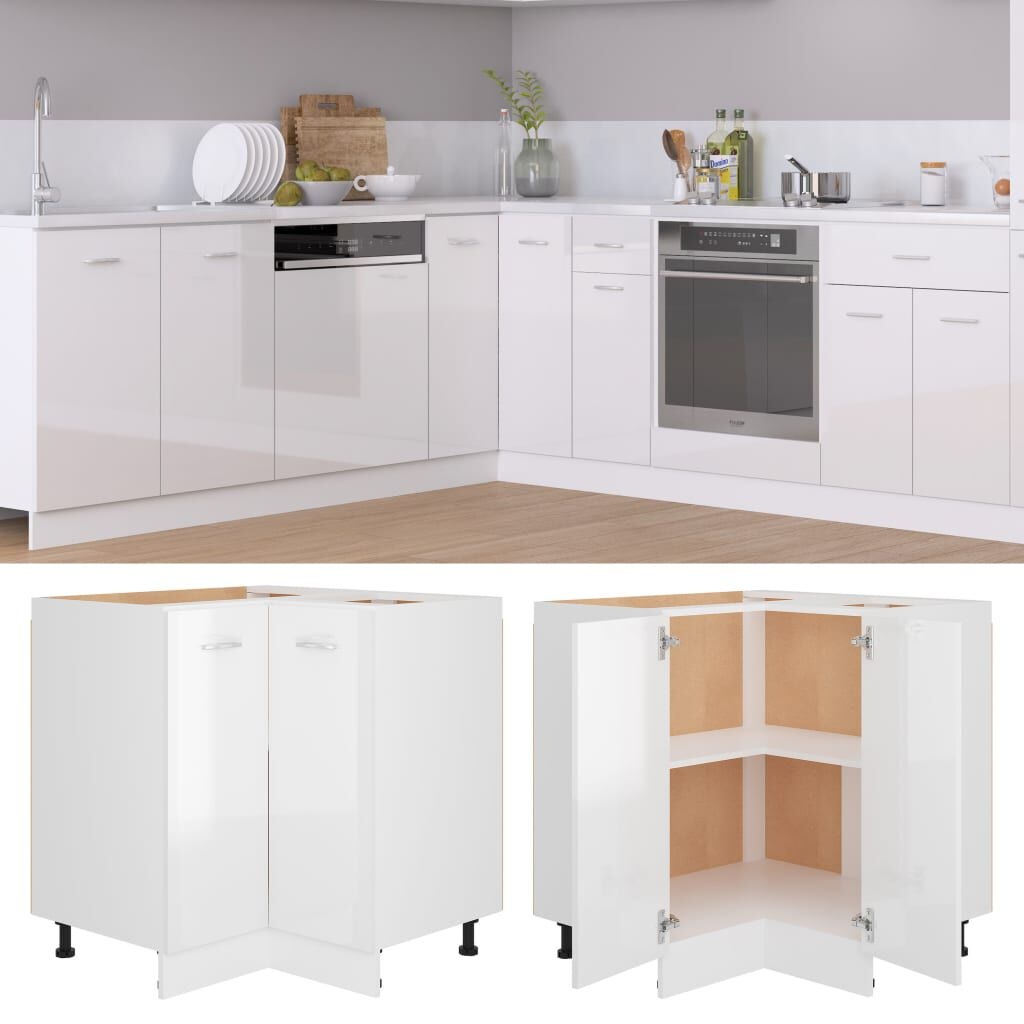 vidaXL Hoekonderkast Lyon Wit Hoogglans -75,5x75,5cm - 41% Korting!