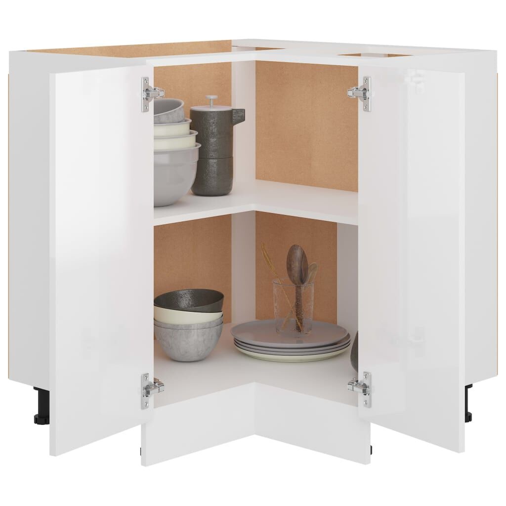vidaXL Hoekonderkast Lyon Wit Hoogglans -75,5x75,5cm - 41% Korting!